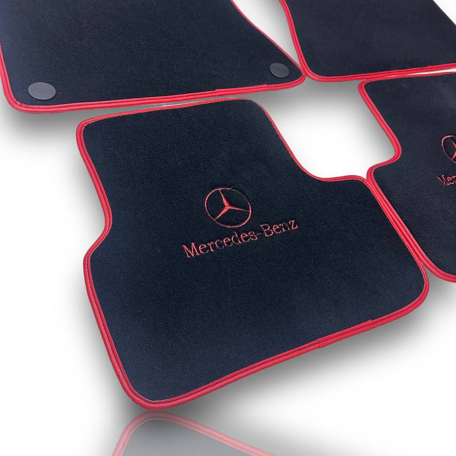 MERCEDES-BENZ Carpet Premium Luxury Car Floor Mat Set Black And Red