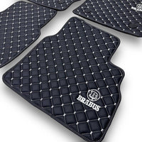 MERCEDES BRABUS Leather Premium Luxury Car Floor Mat Set Black And White Stitch