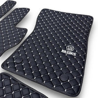 MERCEDES BRABUS Leather Premium Luxury Car Floor Mat Set Black And White Stitch