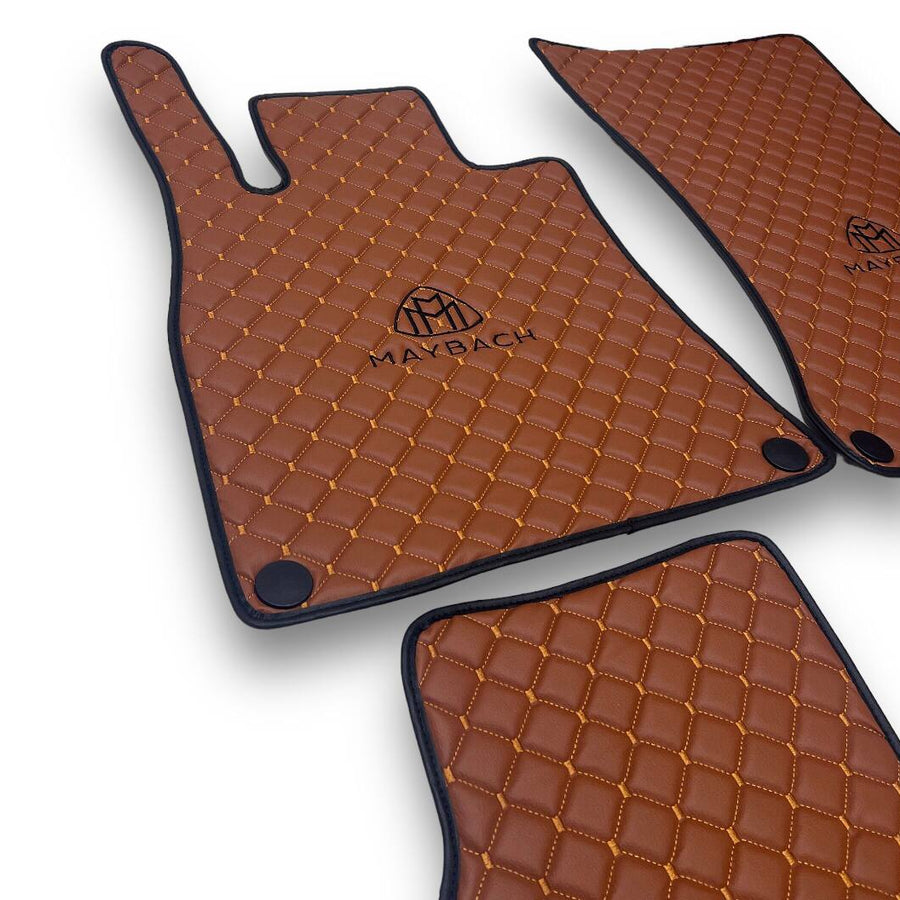 MERCEDES-BENZ MAYBACH Leather Premium Luxury Car Floor Mat Set Brown