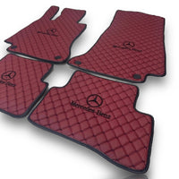 MERCEDES-BENZ Leather Premium Luxury Car Floor Mat Set Red