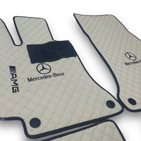 MERCEDES-BENZ Leather Premium Luxury Car Floor Mat Set Beige