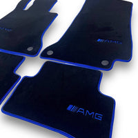 MERCEDES-BENZ Carpet Premium Luxury Car Floor Mat Set Black And Blue