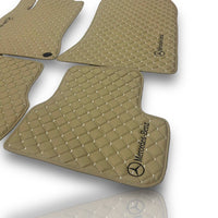 MERCEDES-BENZ Leather Premium Luxury Car Floor Mat Set Beige