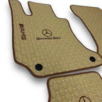 MERCEDES-BENZ Leather Premium Luxury Car Floor Mat Set Beige