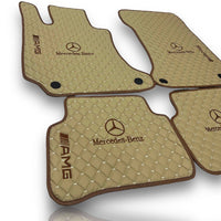 MERCEDES-BENZ Leather Premium Luxury Car Floor Mat Set Beige