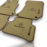 MERCEDES-BENZ Leather Premium Luxury Car Floor Mat Set Beige