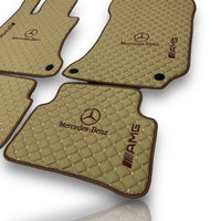 MERCEDES-BENZ Leather Premium Luxury Car Floor Mat Set Beige