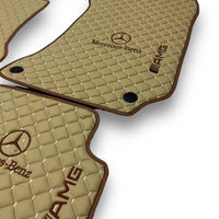 MERCEDES-BENZ Leather Premium Luxury Car Floor Mat Set Beige