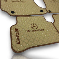 MERCEDES-BENZ Leather Premium Luxury Car Floor Mat Set Beige