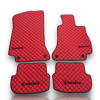 MERCEDES BRABUS Leather Premium Luxury Car Floor Mat Set Red