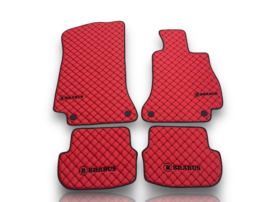 MERCEDES BRABUS Leather Premium Luxury Car Floor Mat Set Red